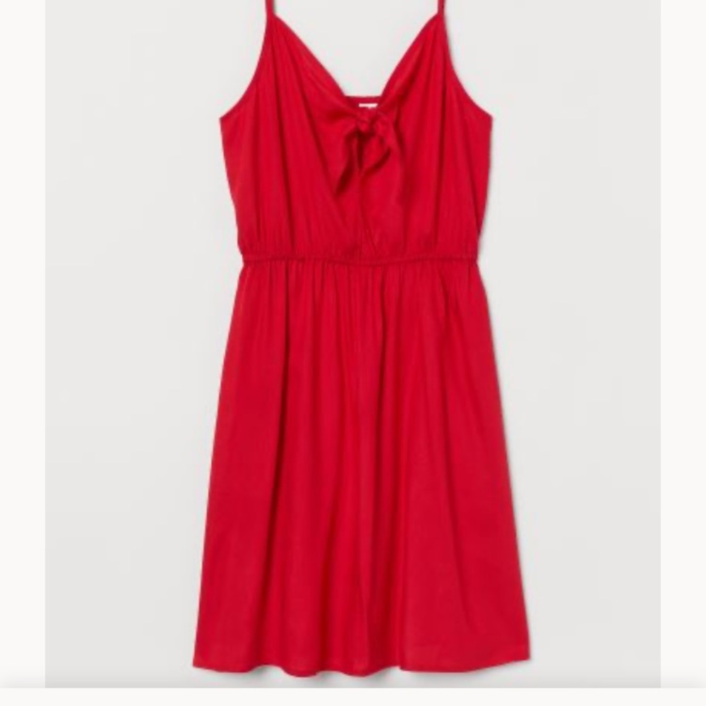 NEW H&M Red-Tie Front Dress